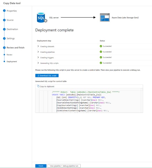 Azure Data Factory metadata-driven copy task